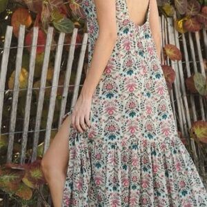 SOLD NATURAL LIFE Floral Maxi Dress - Pink and Teal